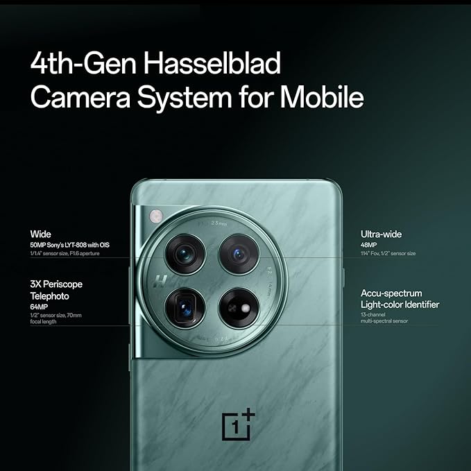 OnePlus 12,16GB RAM+512GB,Dual-SIM,Unlocked Android Smartphone,Supports 50W Wireless Charging,Latest Mobile Processor,Advanced Hasselblad Camera,5400 mAh Battery,2024,Flowy Emerald